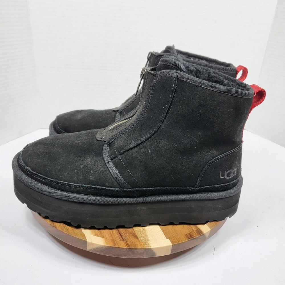 UGG Women's Neumel Platform Zip Black Suede Ankle Boots Size 9
